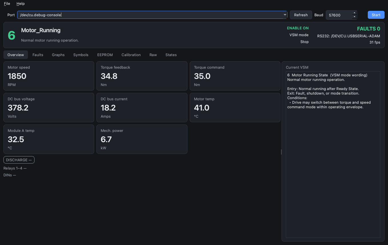 PM100 Inverter Monitor live telemetry overview dashboard